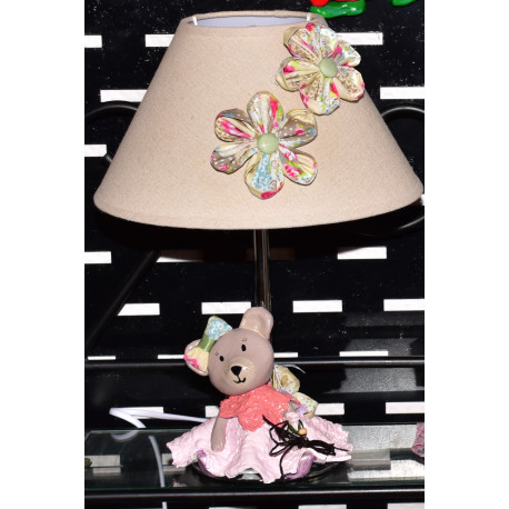 lampe ourson rose et fleur tissu lampe ourson rose et fleur tissu