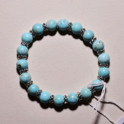 Bracelets perles semi-précieuses - Perles turquoise - 18 cm