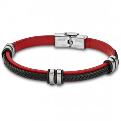 Bracelet Homme LOTUS, Urban man cuir tressé bicolore, rouge et noir