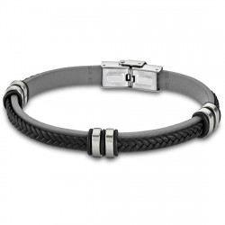 Bracelet Homme LOTUS, Urban man cuir tressé bicolore, gris et noir
