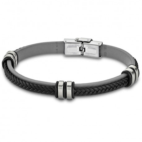 Bracelet Homme LOTUS, Urban man cuir tressé bicolore, gris et noir