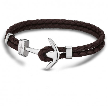 Bracelet Homme LOTUS, Urban man, ancre marine cuir marron