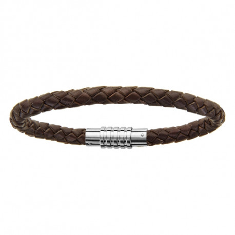 Bracelet Homme THABORA CHARMS, cuir tressé marron Bracelet Homme THABORA CHARMS, cuir tressé marron