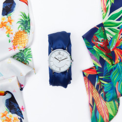 Montre femme BILL'S WATCHES, bracelets foulards en satin Tropical