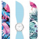 Montre femme BILL'S WATCHES, bracelets foulards en satin Hibiscus Sky