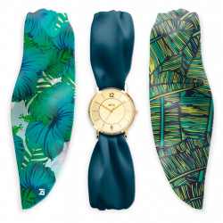 Montre femme BILL'S WATCHES, bracelets foulards en satin Banana Palm