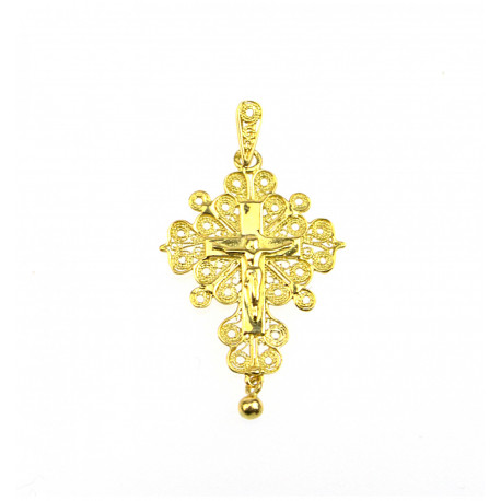 Pendentif Croix Boulonnaise or jaune, Croix du pardon, Petit modèle