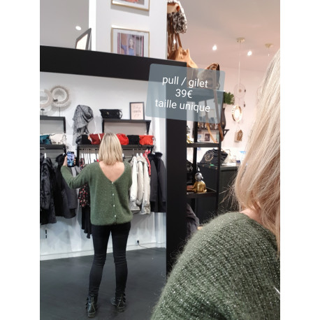 Pull Gilet Recto Verso Kaki Lurex Achetez en Boulonnais