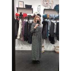 Robe longue Imprimée - Noir/Bleu