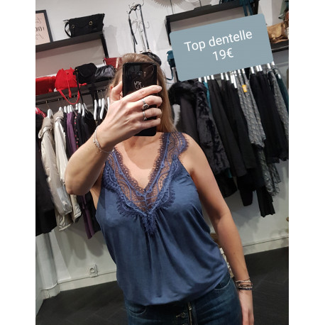 Top Dentelle - Bleu Jean Top Dentelle - Bleu Jean