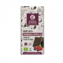 Chocolat noir Framboises et Myrtilles 100 gr, cacao 80% bio