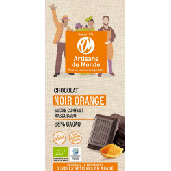 Chocolat noir orange 100g, cacao 58 % bio
