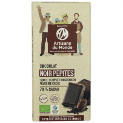 Chocolat noir pépites 100gr, cacao 70% bio