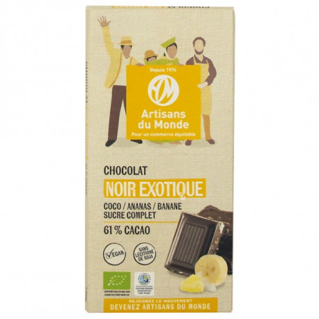 Chocolat noir exotique 100 gr, caco 61% bio