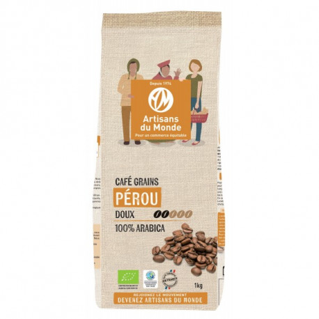 Café grains doux bio Pérou 1 kg Café grains doux bio Pérou 1 kg
