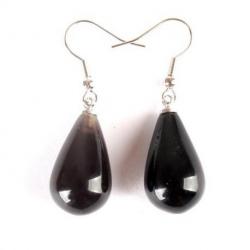 Boucles d'oreilles forme goutte Onyx - crochet plaqué argent