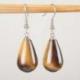 Boucles d'oreilles forme goutte Oeil de tigre - crochet plaqué argent
