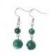 Boucles d'oreilles pendantes 2 boules Malachite