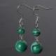Boucles d'oreilles pendantes 2 boules Malachite
