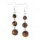 Boucles d'oreilles pendantes 3 boules Oeil de Tigre
