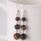 Boucles d'oreilles pendantes 3 boules Oeil de Tigre