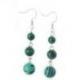 Boucles d'oreilles pendantes 3 boules Malachite 