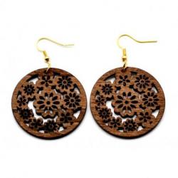 Boucles d'oreilles Fleurs en bois