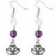 Boucles d'oreilles en Améthyste et Cristal de roche motif Fleur de Lotus