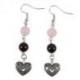 Boucles d'oreilles en Quartz Rose et Grenat  motif Cœur
