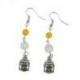 Boucles d'oreilles en Citrine et Cristal de Roche motif Bouddha