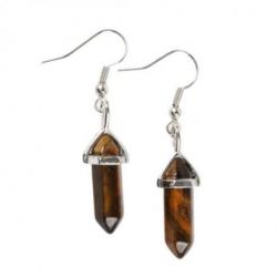 Boucles d'oreilles pendantes Pointes en Oeil de Tigre