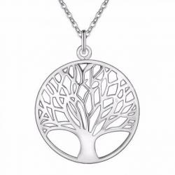 Chaîne avec pendentif Arbre de Vie en métal argenté