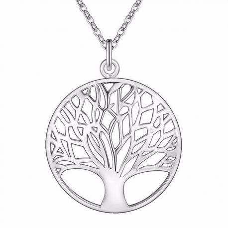 Chaîne avec pendentif Arbre de Vie en métal argenté