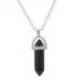 Collier acier + pendentif pointe Agate noire / Onyx