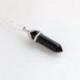 Collier acier + pendentif pointe Agate noire / Onyx