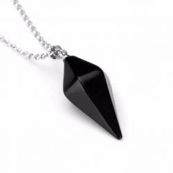 Collier "Pendulum" avec chaîne en acier inoxydable et pendentif en Onyx
