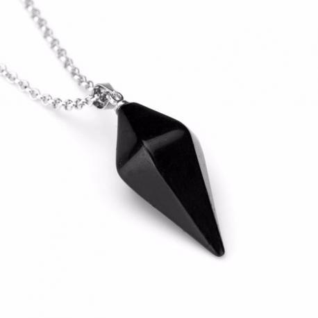 Collier "Pendulum" avec chaîne en acier inoxydable et pendentif en Onyx