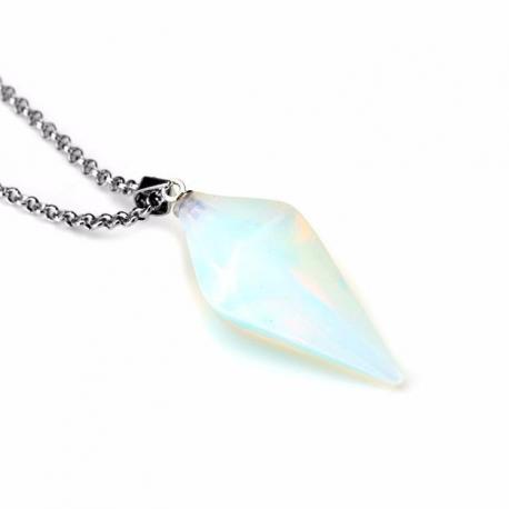 Collier "Pendulum" avec chaîne en acier inoxydable et pendentif en Opalite