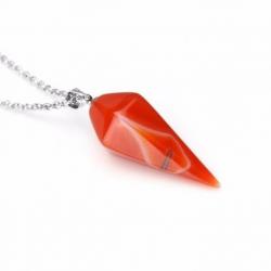 Collier "Pendulum" avec chaîne en acier inoxydable et pendentif en Agate rouge 