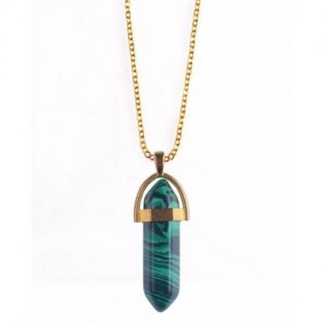 Collier doré + pendentif pointe Malachite