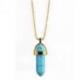 Collier doré + pendentif pointe Turquoise (Howlite)