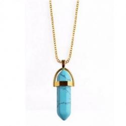 Collier doré + pendentif pointe Turquoise (Howlite)