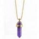 Collier doré + pendentif pointe hexagonale Améthyste