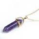 Collier doré + pendentif pointe hexagonale Améthyste