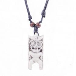 Collier mixte homme / femme pendentif Tiki ivoire - bijou polynésien