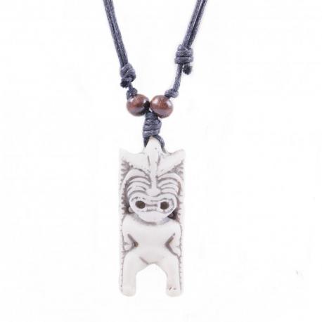 Collier mixte homme / femme pendentif Tiki ivoire - bijou polynésien