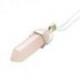 Collier acier + pendentif pointe hexagonale Quartz Rose