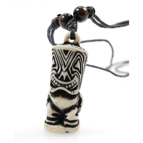 Collier Tiki polynésien maori - bijou tribal surf, plage, vacances.