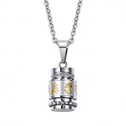 Collier souvenir + pendentif bouddhiste mantra "Om Mani Padme Hum"