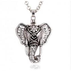 Collier Aromathérapie avec pendentif tête d'éléphant - Diffuseur de parfum